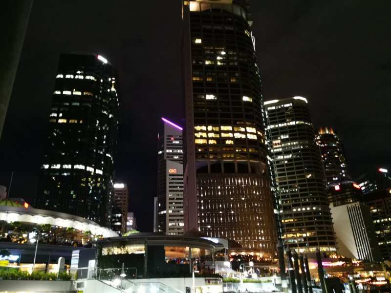 Brisbane’s illuminated skyline from the river