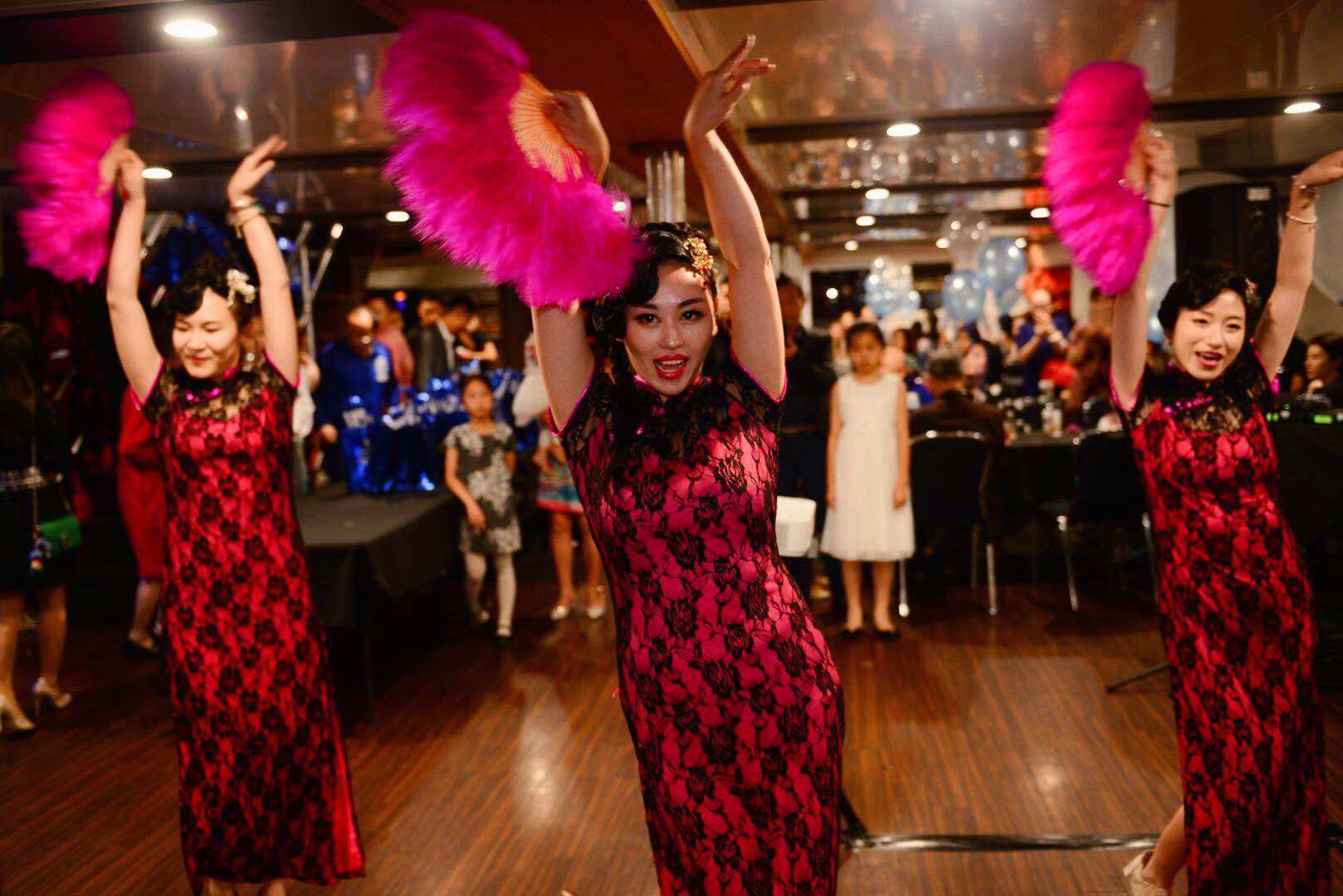 Fan dance performance aboard the cruise
